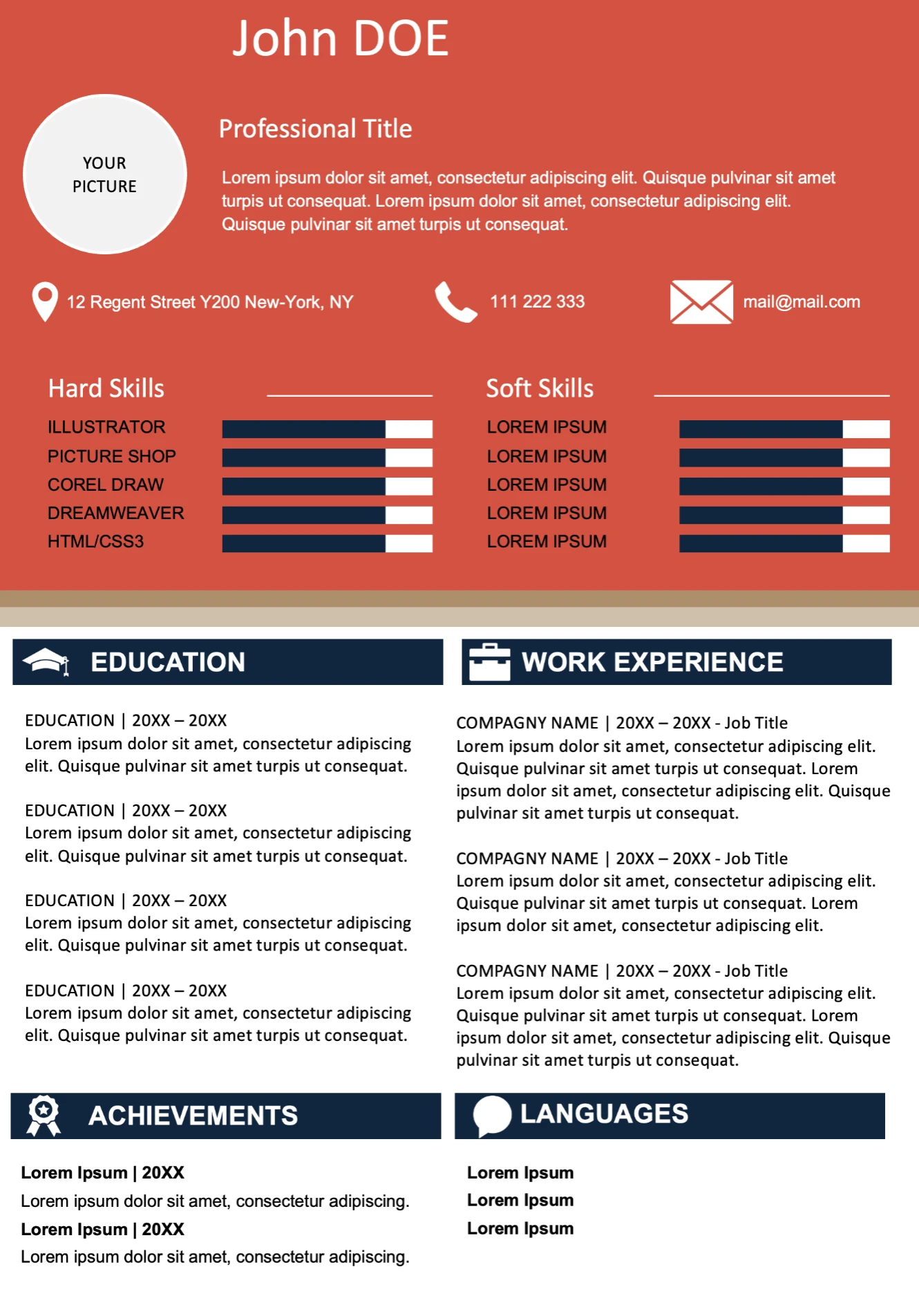 Work Resume template preview